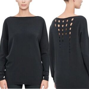 Sarah Pacini Brown Openwork Viscose Long sweater Tunic Women's One Size